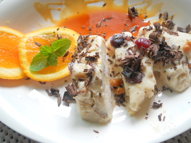 White ChocOrange Icecream With Dryfruits