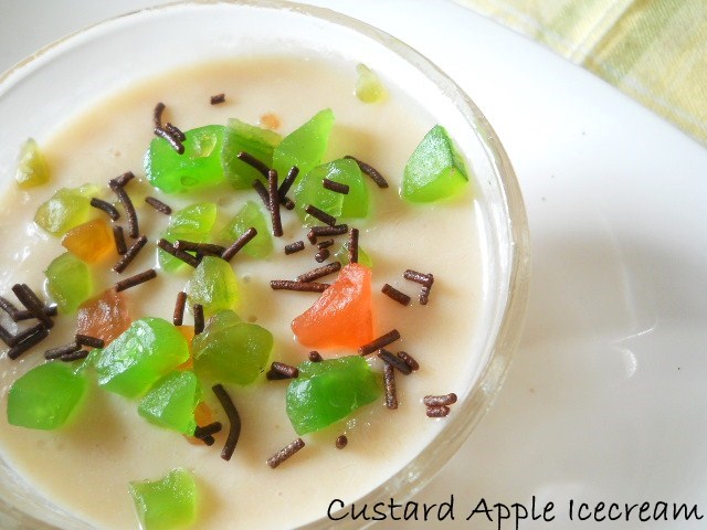Easy Custard Apple Icecream, How to make Custard Apple Icecream Recipe