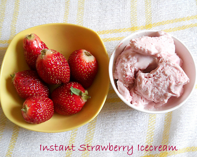 Instant Strawberry Icecream Recipe,  Eggless Strawberry Icecream Recipe