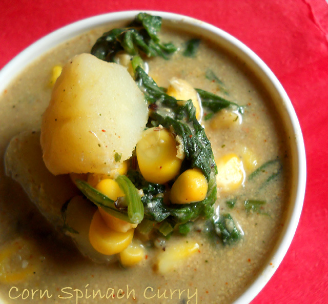 Corn Spinach Curry, How to Make Corn Spinach Curry Recipe