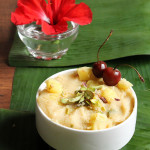 Vegan Sooji Halwa with Pineapples and Pistachios